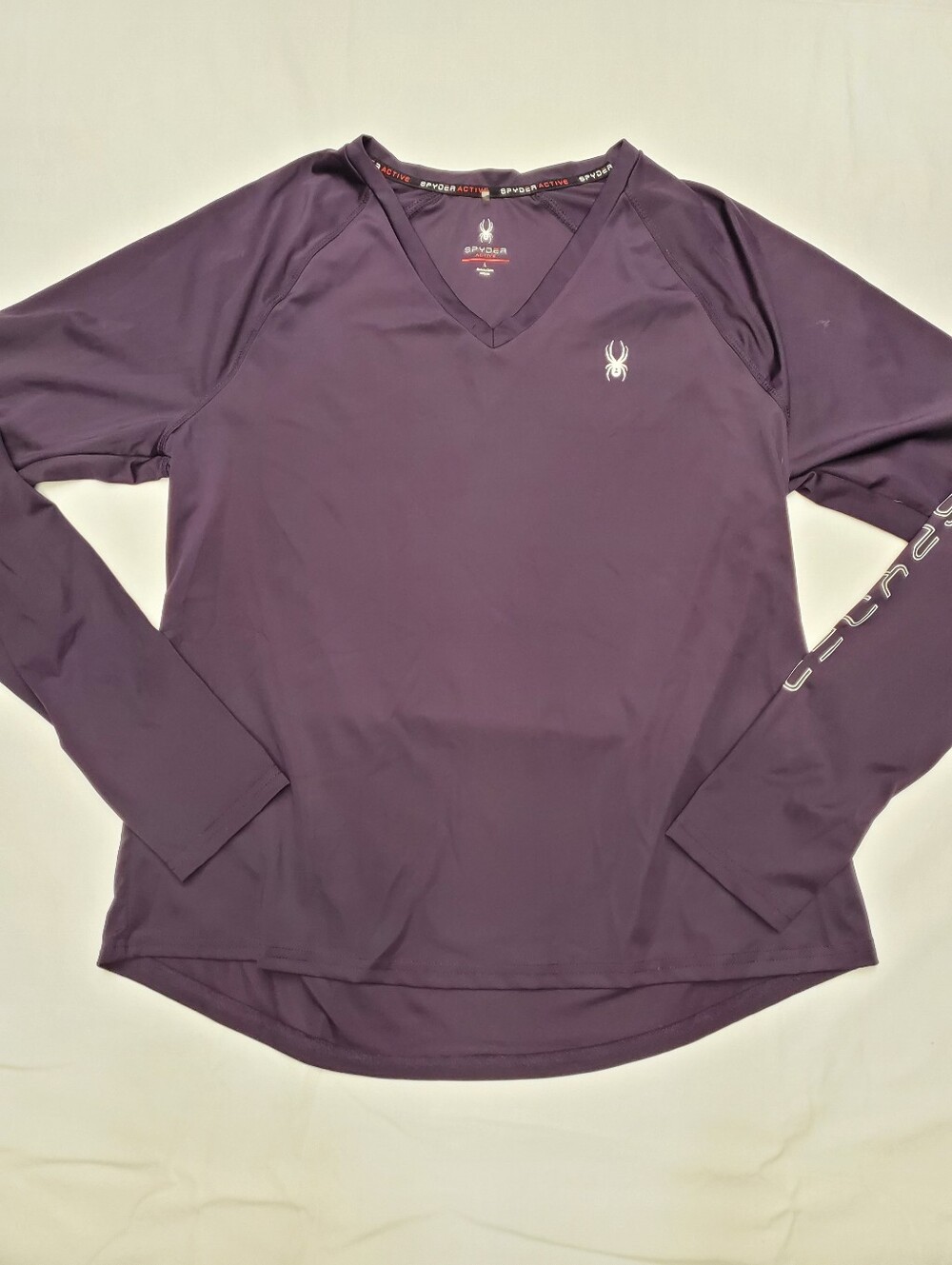 Spyder Active Women's L Purple V-Neck Long Sleeve Athletic Top Stretch Running